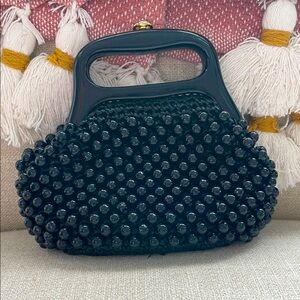 BOGO SALE Vintage Black Beaded Evening Bag
